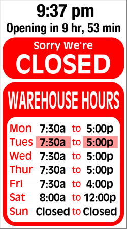 Warehouse Hours Sign